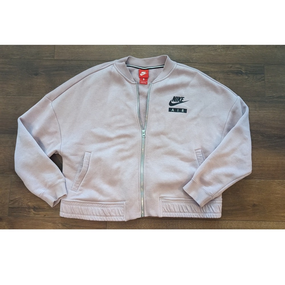 Nike Air Womens‎ Fleece Bomber Jacket Plum Dust Lavender Full Zip Logo Large